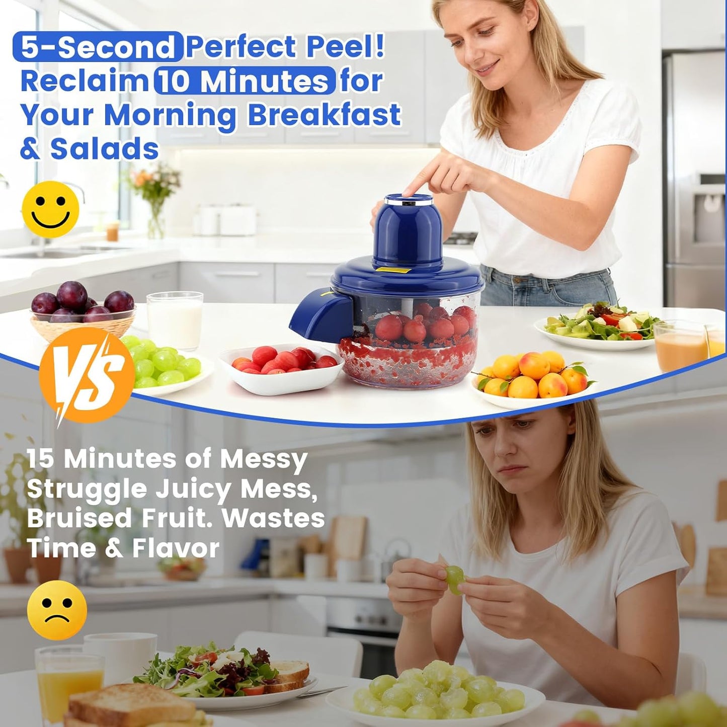 Automatic Fruit Peeling Machine-Electric Fruit Peeler for Green Grape Peeler & Cherry Tomato Skin Removal,Compact Fruit Peeler for Small Round Fruits,Smart Kitchen Tool for Home Chefs, Jam Making