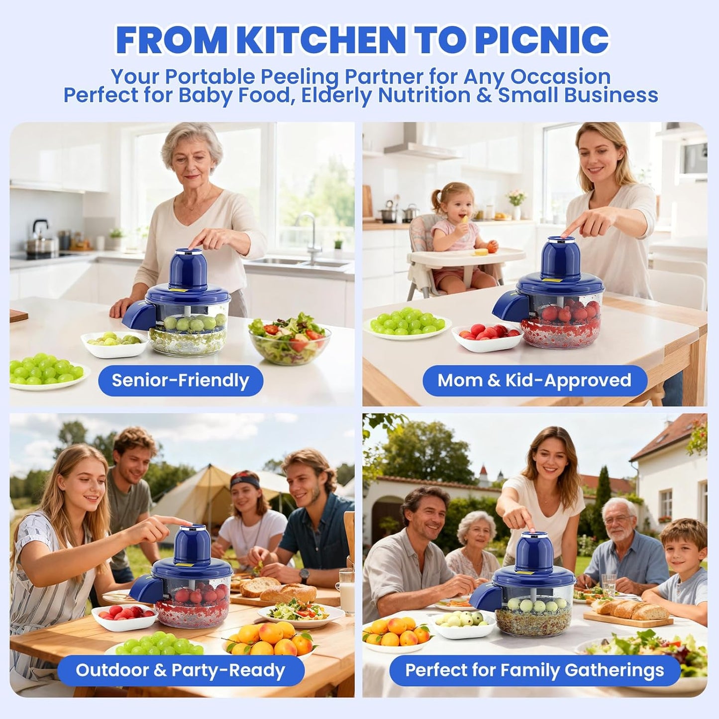 Automatic Fruit Peeling Machine-Electric Fruit Peeler for Green Grape Peeler & Cherry Tomato Skin Removal,Compact Fruit Peeler for Small Round Fruits,Smart Kitchen Tool for Home Chefs, Jam Making